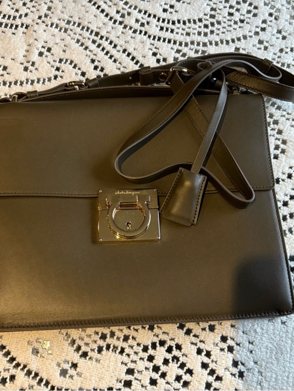 Salvatore Ferragamo Black Leather Shoulder Bag